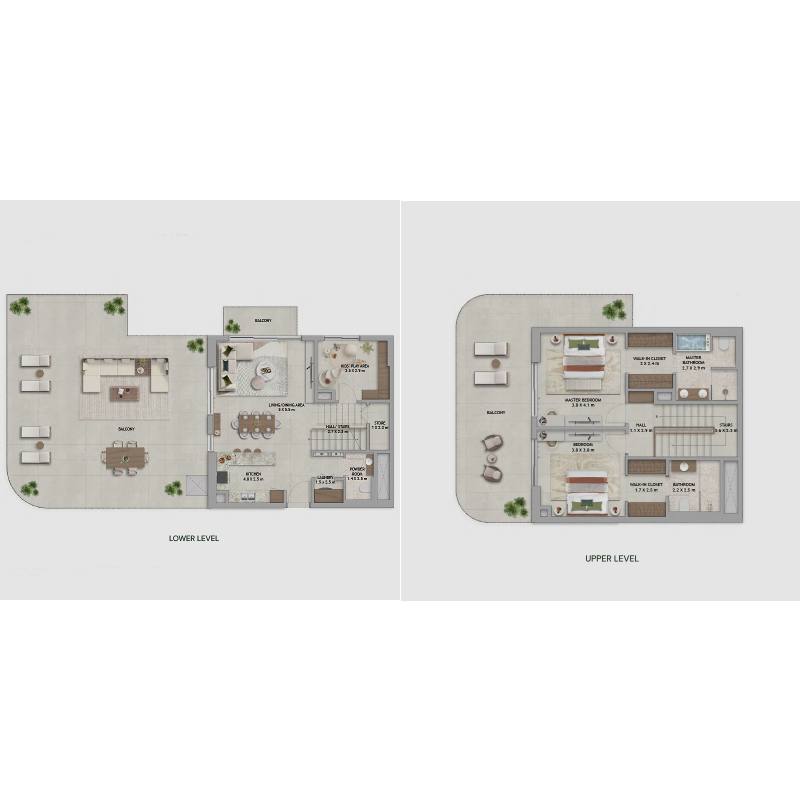 2 BEDROOM DUPLEX TYPE 1: