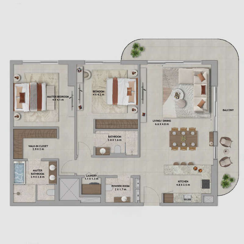 2-BEDROOM (CORNER UNIT):